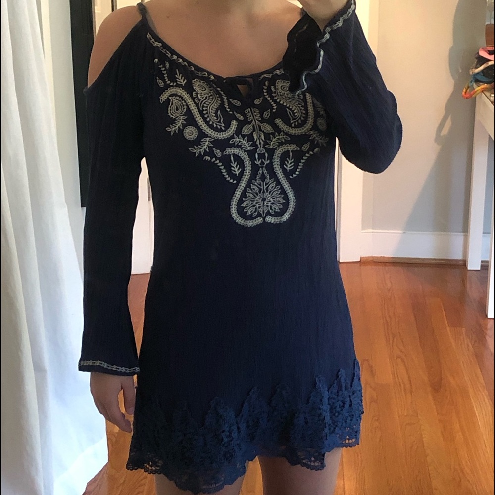 Open sleeves Blue Dress